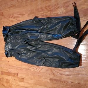 Women's High Waisted Vegan Leather Cargo/Jogging Pants